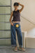 Cuff Hem Broad Jeans in Mid Blue