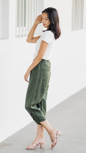 Army green deals linen pants