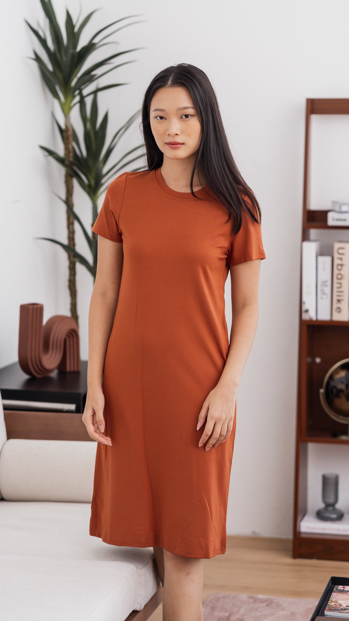 Everyday Roma T-shirt Dress in Rust - First Stitch