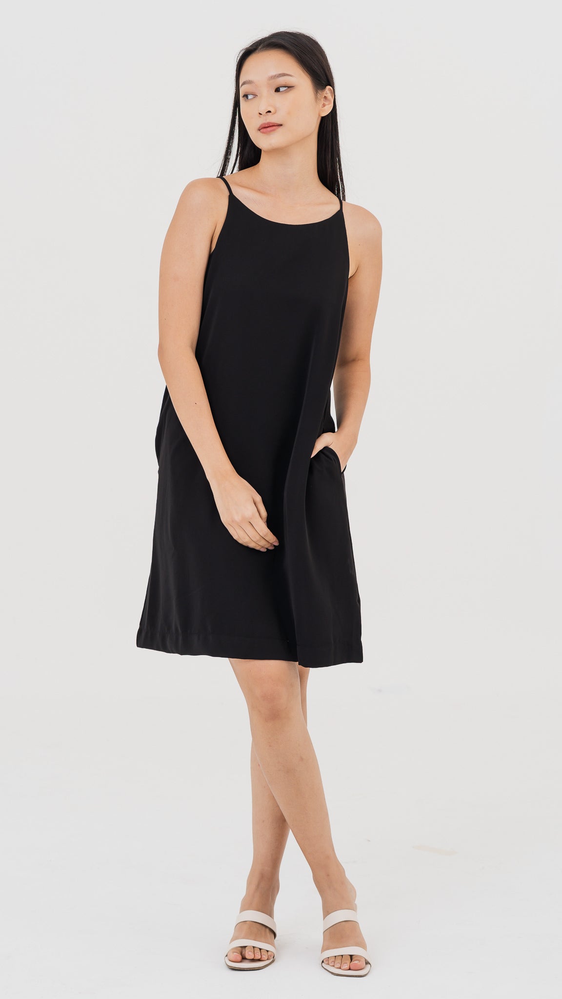 Black halter shift dress sale