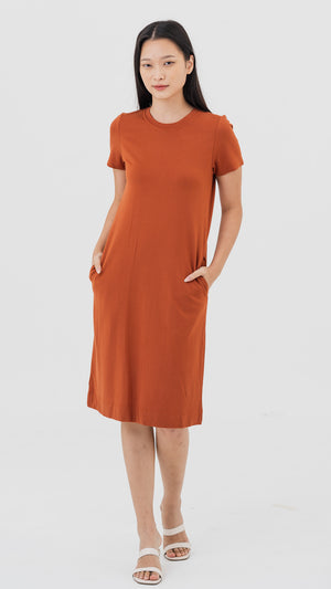 Everyday Roma T-shirt Dress in Rust - First Stitch