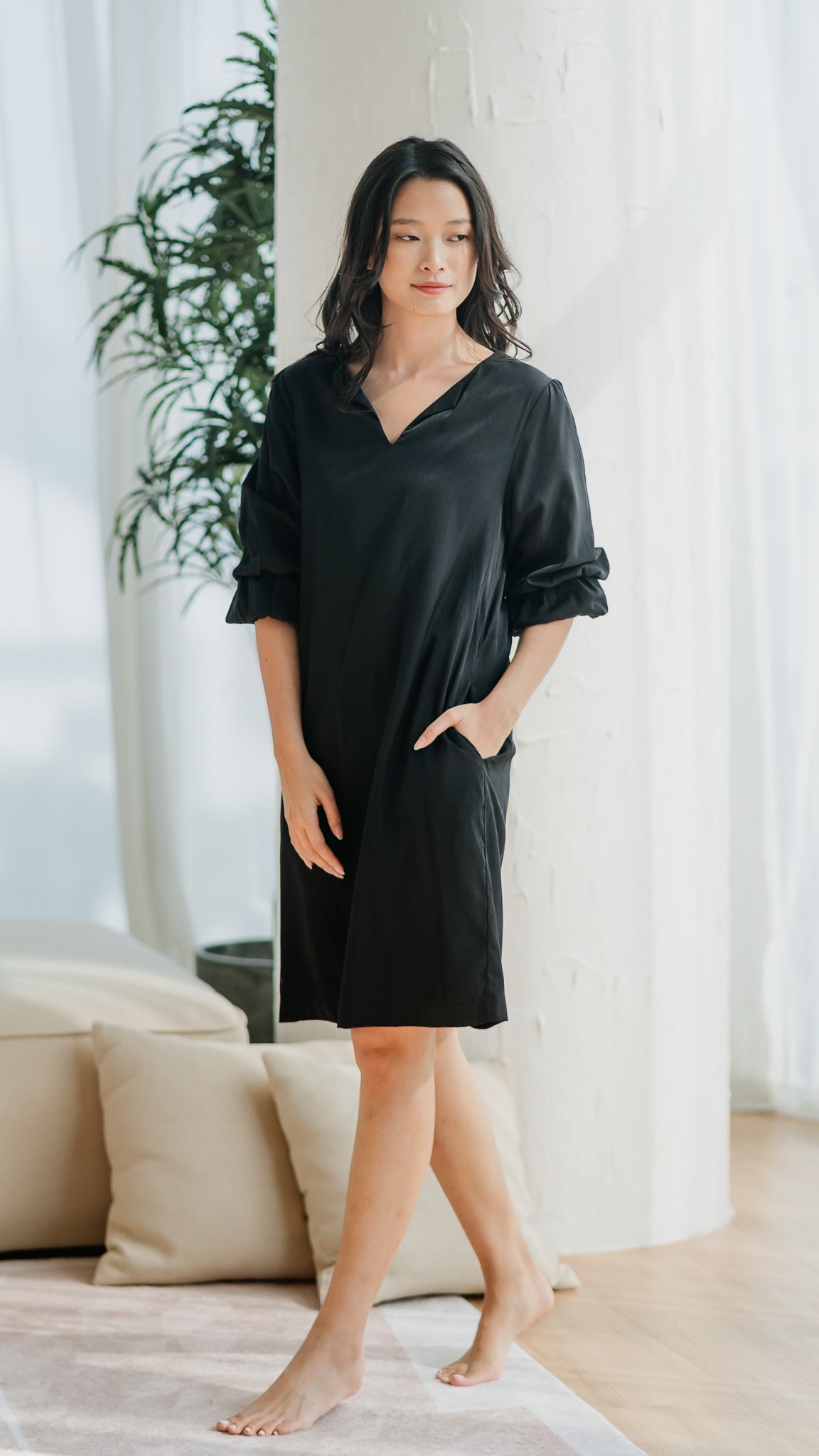 Emille Layered Sleeve Dress in Black ONLINE ONLY First Stitch
