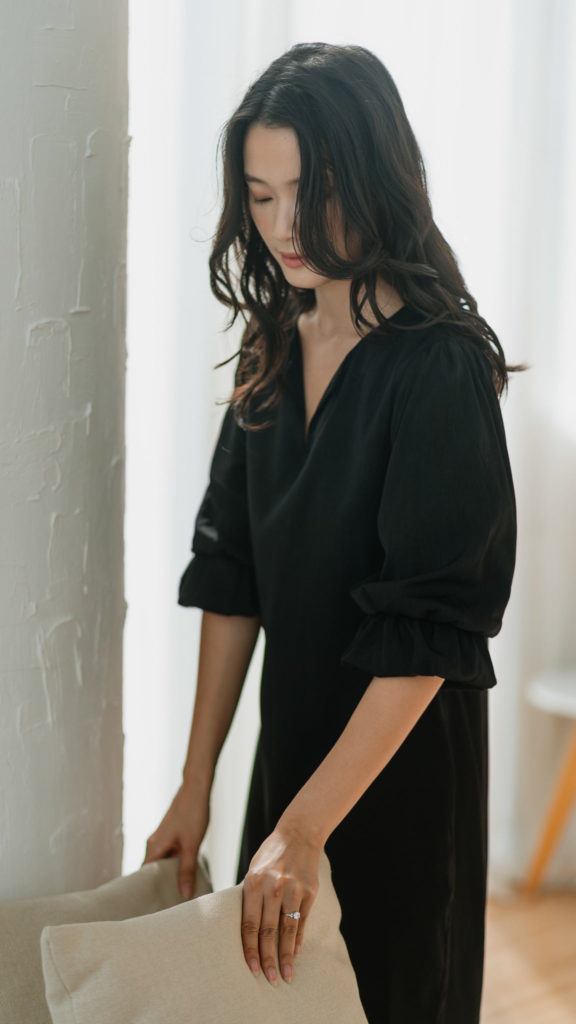 Emille Layered Sleeve Dress in Black ONLINE ONLY First Stitch