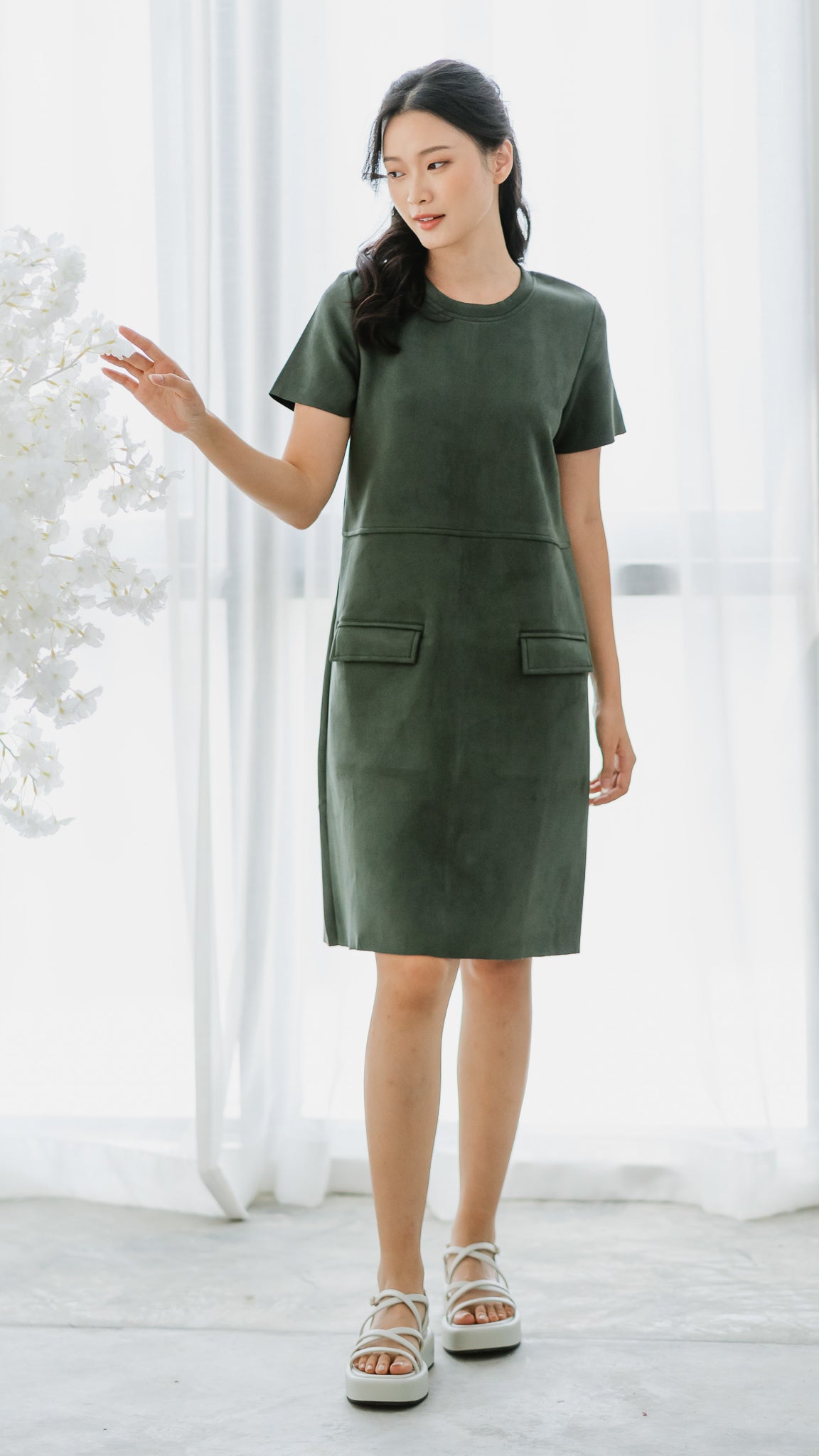 Dark green suede outlet dress