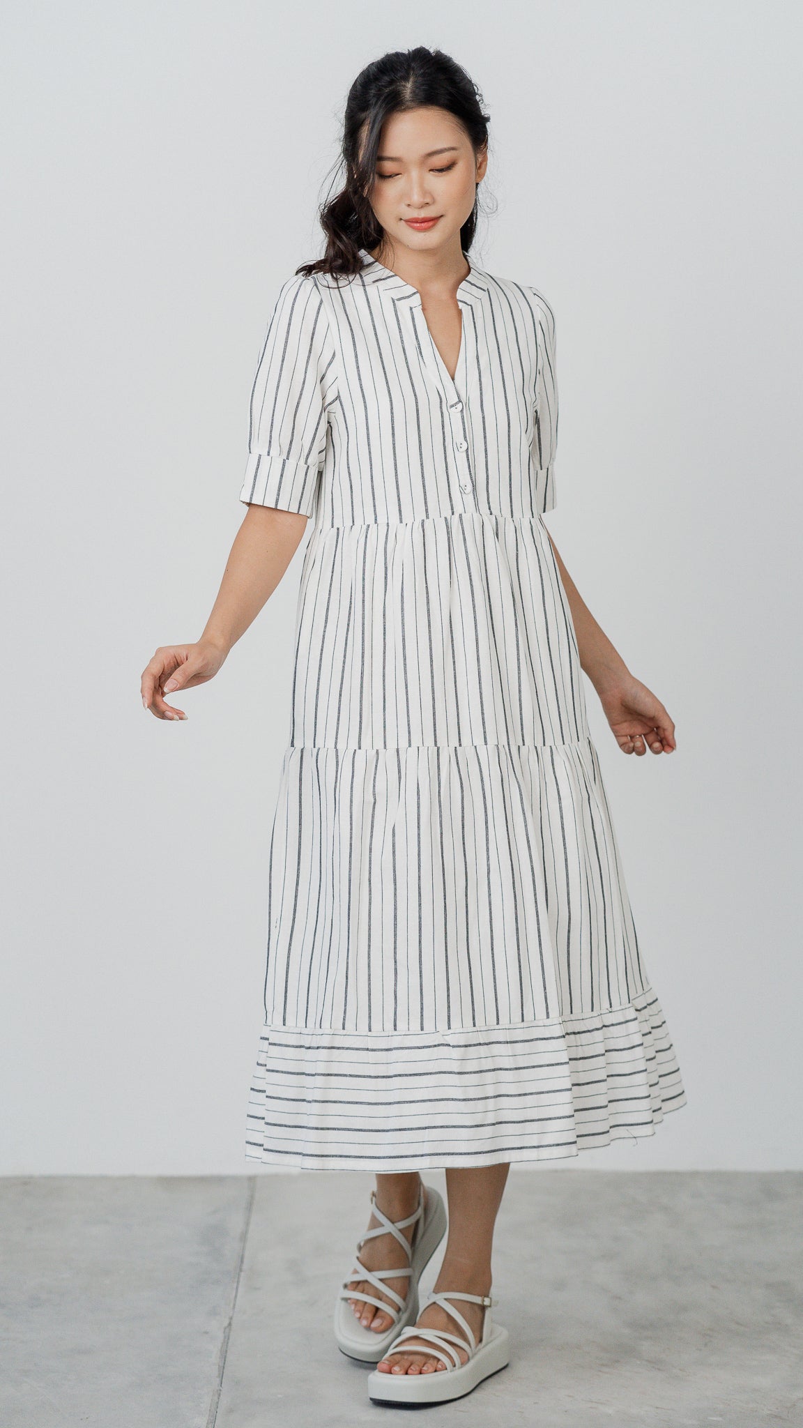 Striped tiered outlet dress