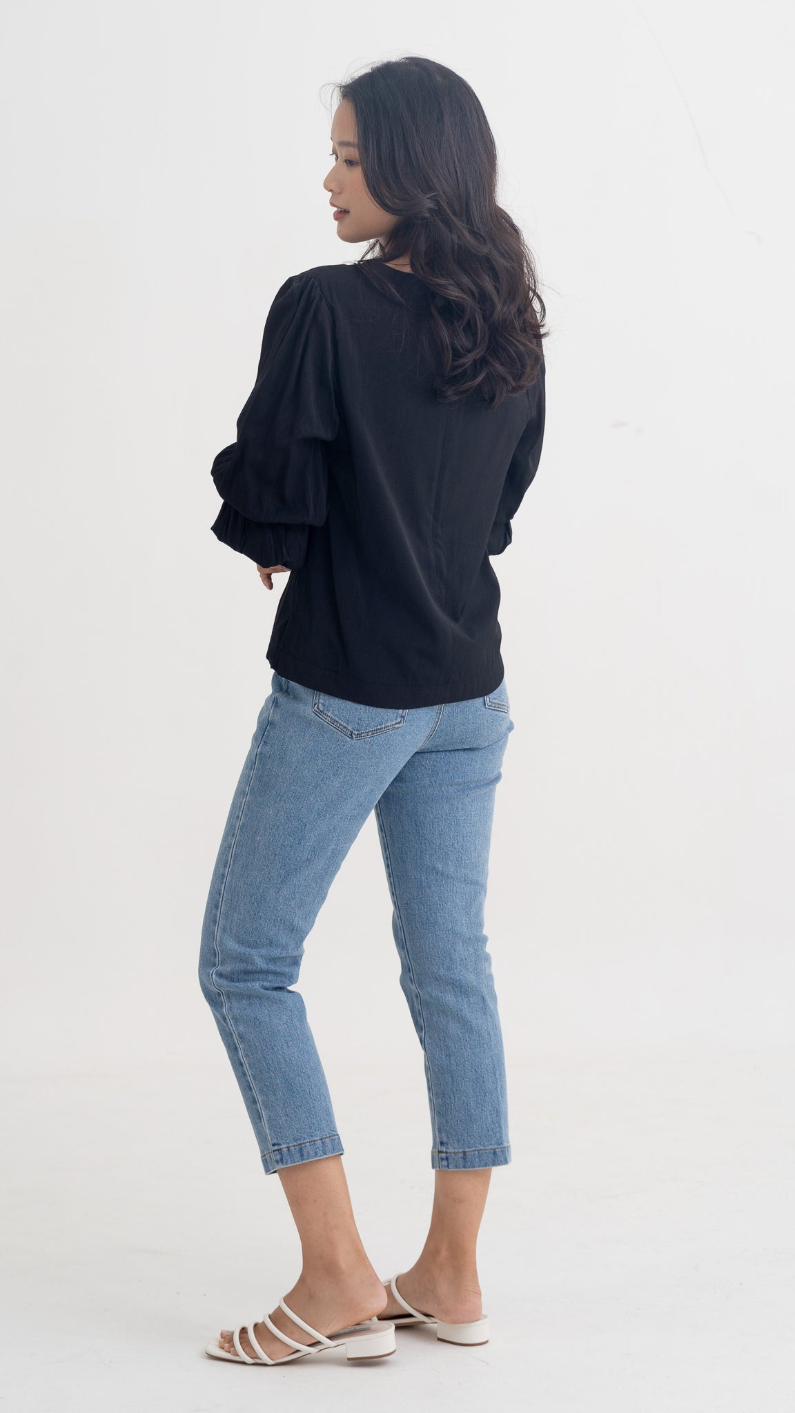 Emille Layered Sleeve Blouse in Black [ONLINE ONLY] - First Stitch